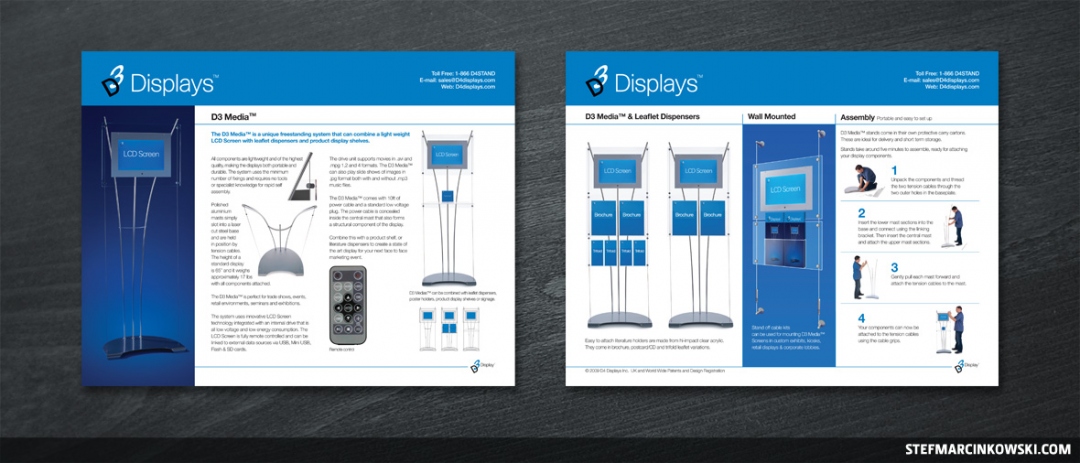 Graphic Design: Dimensions Displays Graphic Design: stead, white and blue
