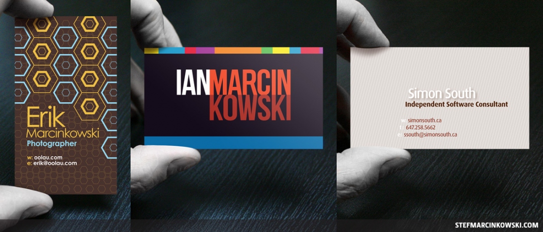 Business Cards: Erik, Ian, Simon - front