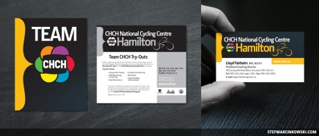 National Cycling Centre Hamilton poster, newspaper ad + business card